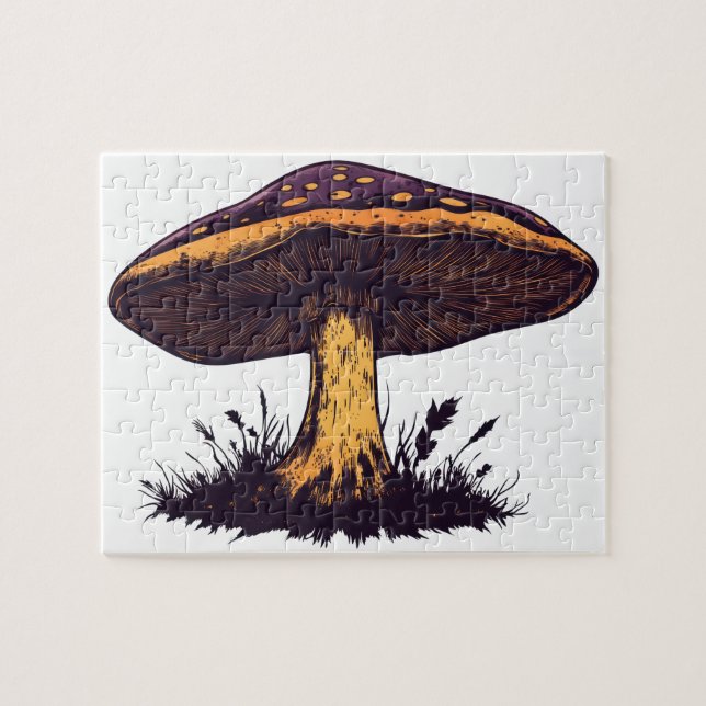 A mushroom illustration vibrant artwork. puzzle (Horizontal)