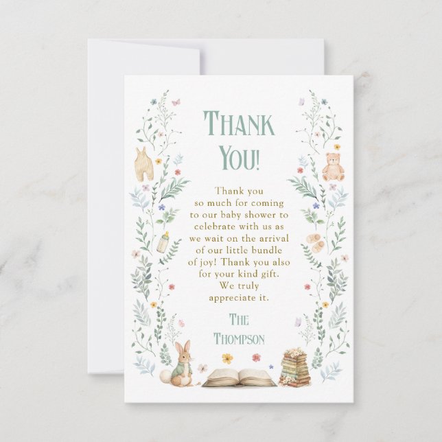 A New Chapter Baby Shower  Dankeskarte (Vorderseite)