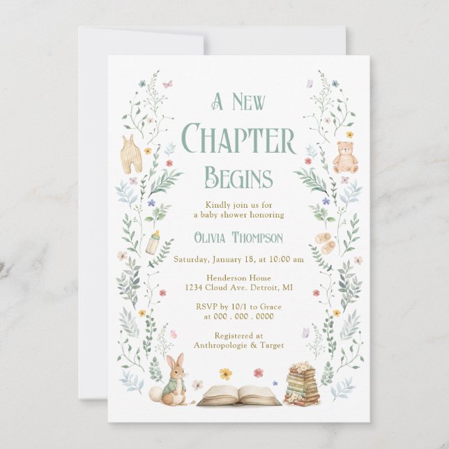 A New Chapter Baby Shower Invitation Einladung (Vorderseite)