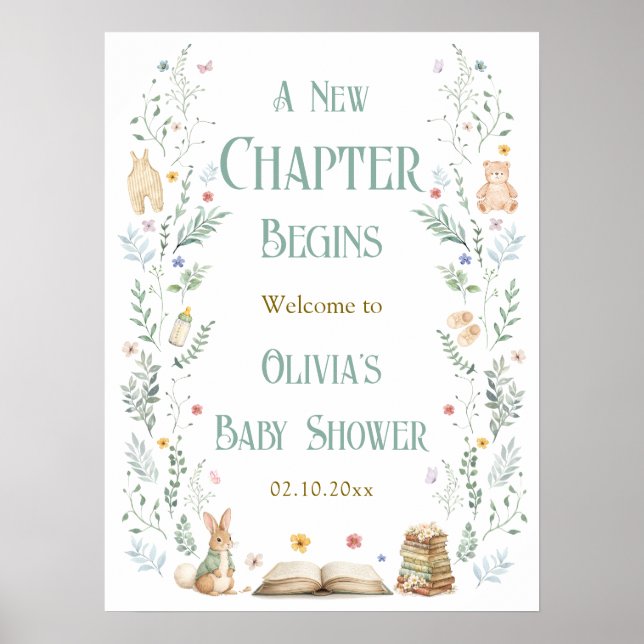 A New Chapter Baby Shower Welcome  Poster (Vorne)