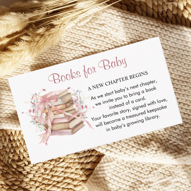A New Chapter Begins Baby Shower Books for Baby Begleitkarte (A new chapter begins pink coquette books for baby card)