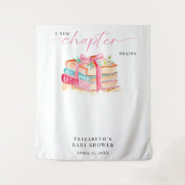 A New Chapter Begins Baby Shower Watercolor Books Wandteppich