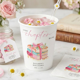 A New Chapter Begins Baby Shower Watercolor Pink Pappbecher