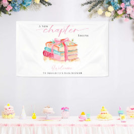 A New Chapter Begins Baby Shower Welcome Books Banner