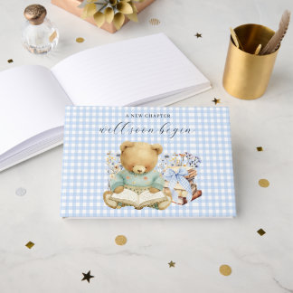 A New Chapter Begins Bear Books Baby Shower  Gästebuch