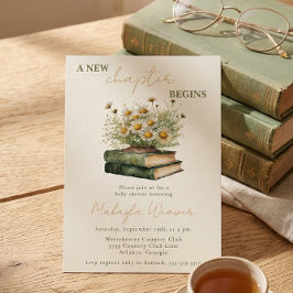 A New Chapter Begins Floral Books Baby Shower Einladung