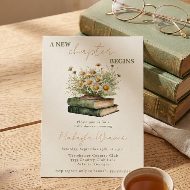 A New Chapter Begins Floral Books Baby Shower Einladung (Von Creator hochgeladen)