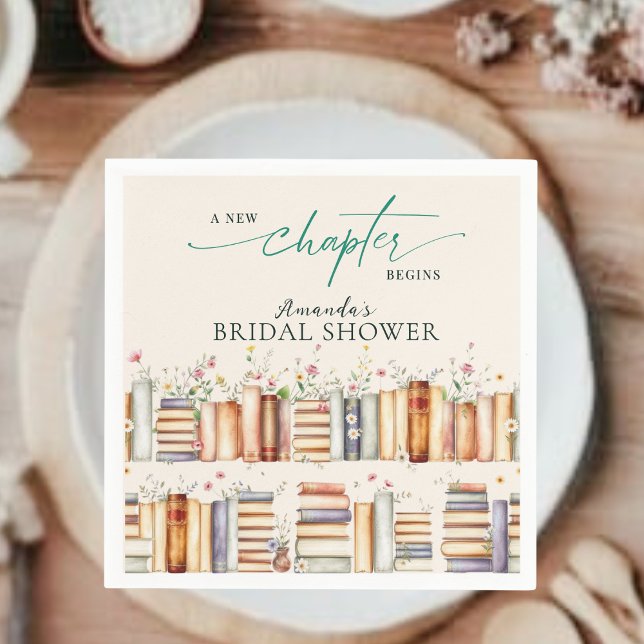 A New Chapter Begins Floral Books Bridal Shower Serviette (Von Creator hochgeladen)