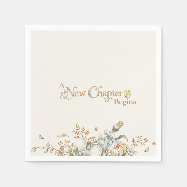 A New Chapter Begins Rustic Botanicals Baby Shower Serviette (Vorderseite)