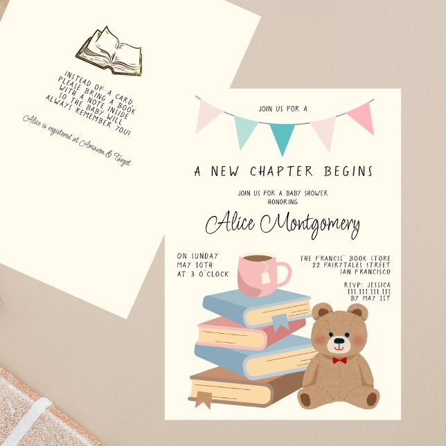 A New Chapter Begins Storybook Boho Baby Shower  Einladung (Von Creator hochgeladen)