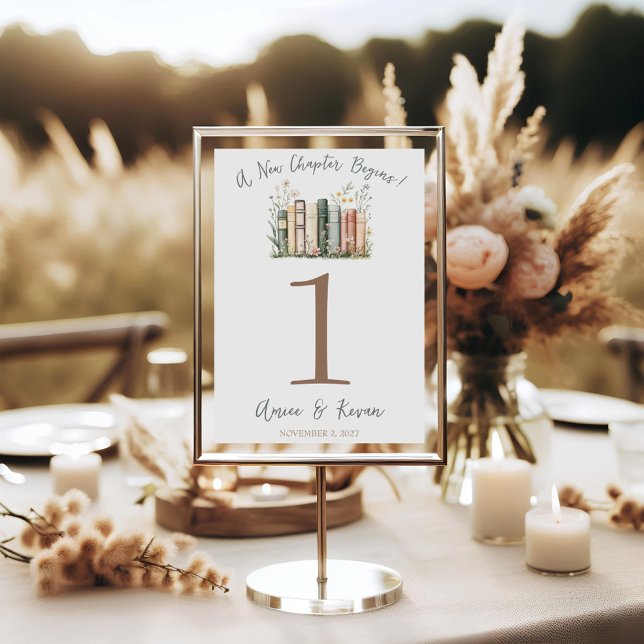 A New Chapter Begins! Wedding Table Number Signs (Von Creator hochgeladen)