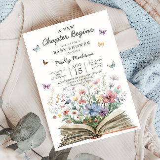 A New Chapter Begins Wildflower Baby Shower Einladung