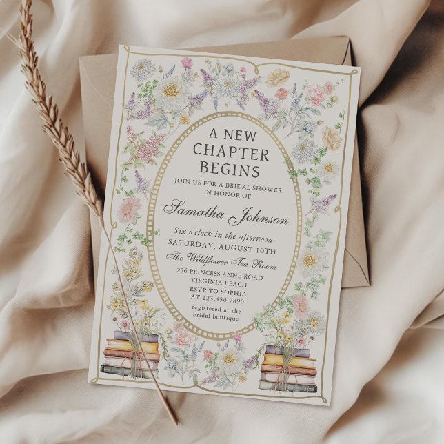 A new chapter Floral Storybook Bridal Shower Einladung (Von Creator hochgeladen)