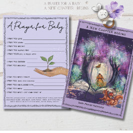 A New Chapter Storybook Forest  Baby Prayer Card Einladung