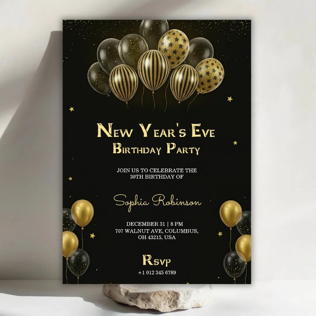 A New Year's Eve birthday party invitation with go Einladung (Von Creator hochgeladen)