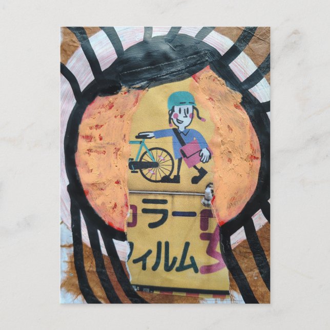 A Newspaper delivery collage Postkarte (Vorderseite)