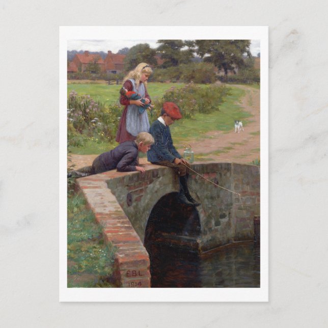 A Nibble, 1914 (Öl auf Platte) Postkarte (Vorderseite)