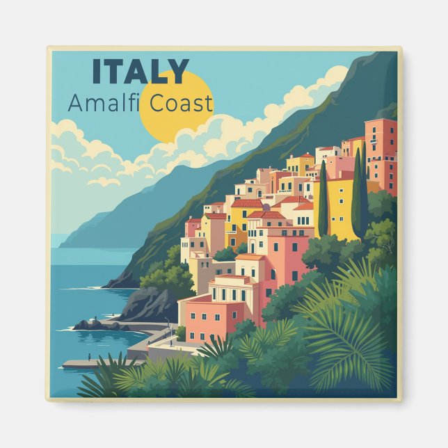 A Nostalgic Classic Travel Poster – Amalfi Coast Magnet (Vorne)