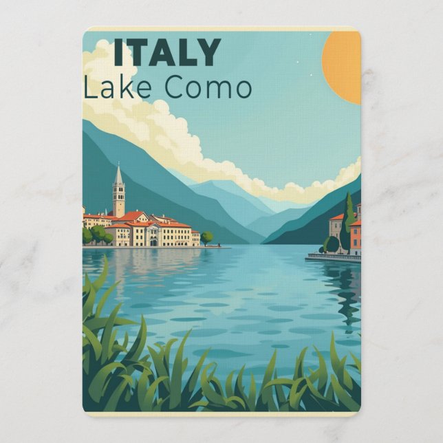 A Nostalgic Classic Travel Poster – Italy Lake Com Einladung (Vorderseite)