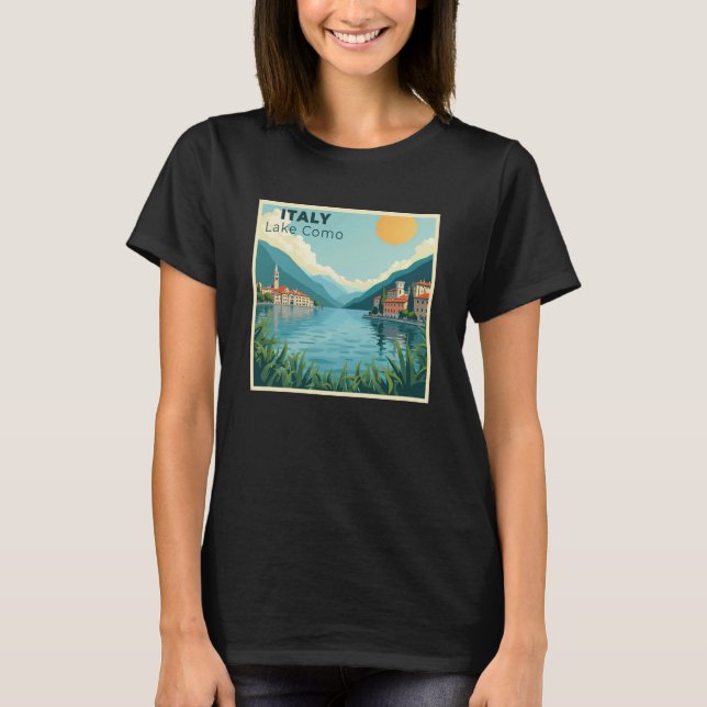 A Nostalgic Classic Travel Poster – Italy Lake Com T-Shirt (Vorderseite)