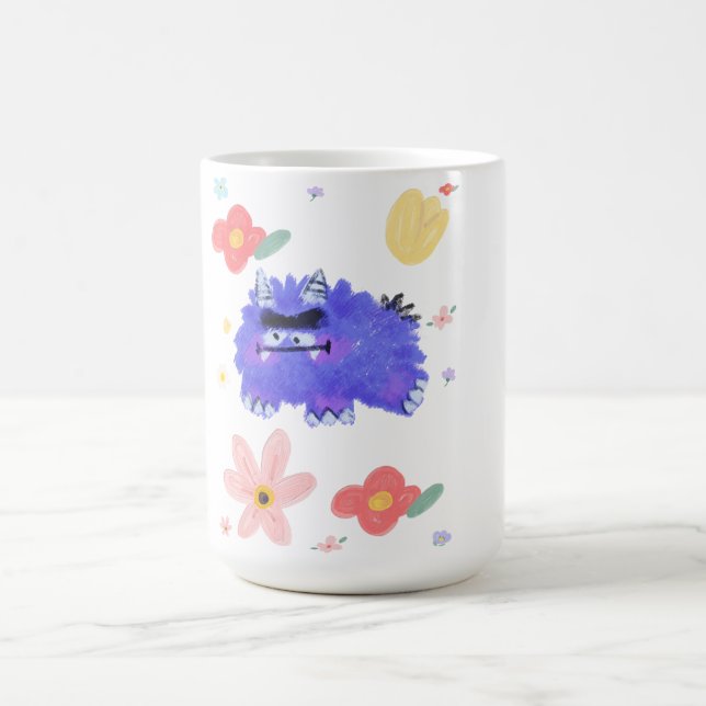 A Not-So-Scary Monster in a Flower Patch Tote Bag Kaffeetasse (Mittel)