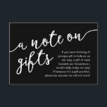 A Note On Gifts, Honeymoon Fund Cash Wish Begleitkarte<br><div class="desc">Celebrate the beginning of your journey together with our elegantly rustic modern classy black theme, crafted "A note on gifts" wedding invitation enclosed card, honeymoon fund, wish, cash. Featuring a sophisticated blend of modern script and romantic allure, each card is meticulously designed to convey the essence of your special day....</div>