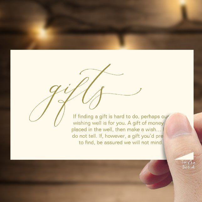 A Note On Gifts, Honeymoon Wish Wishing Well, Fund Begleitkarte (Honeymoon Fund Wishing Well, Wish, A Note On Gifts Enclosure Card in Yellow Gold)