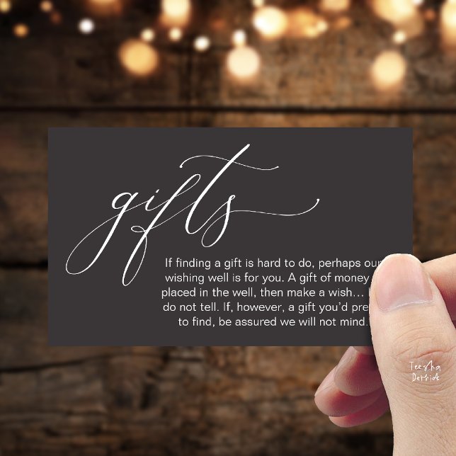 A Note On Gifts, Honeymoon Wish Wishing Well, Fund Begleitkarte (Honeymoon Fund Wishing Well, Wish, A Note On Gifts Enclosure Card in Charcoal Grey)