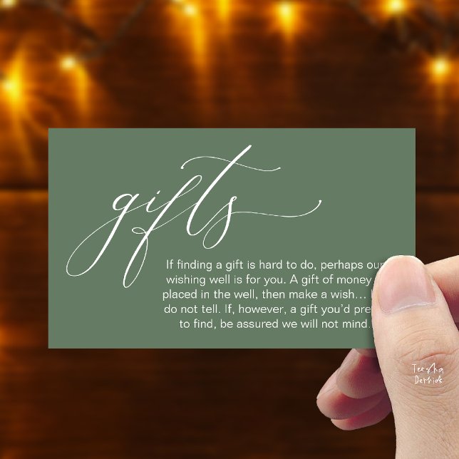A Note On Gifts, Honeymoon Wish Wishing Well, Fund Begleitkarte (Honeymoon Fund Wishing Well, Wish, A Note On Gifts Enclosure Card in Sage Green)