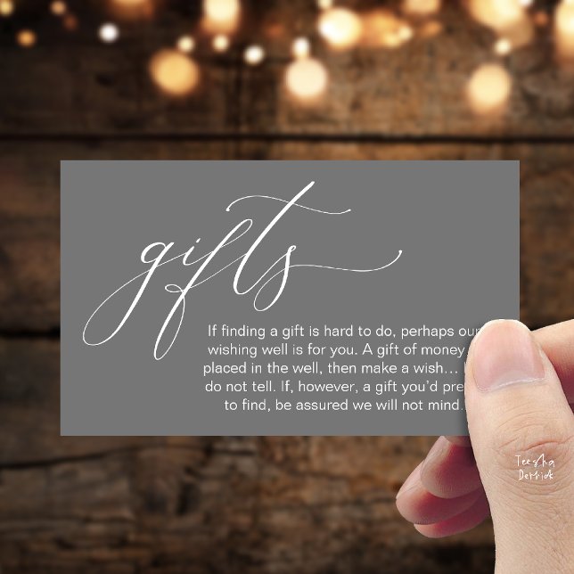 A Note On Gifts, Honeymoon Wish Wishing Well, Fund Begleitkarte (Honeymoon Fund Wishing Well, Wish, A Note On Gifts Enclosure Card in Dark Grey)