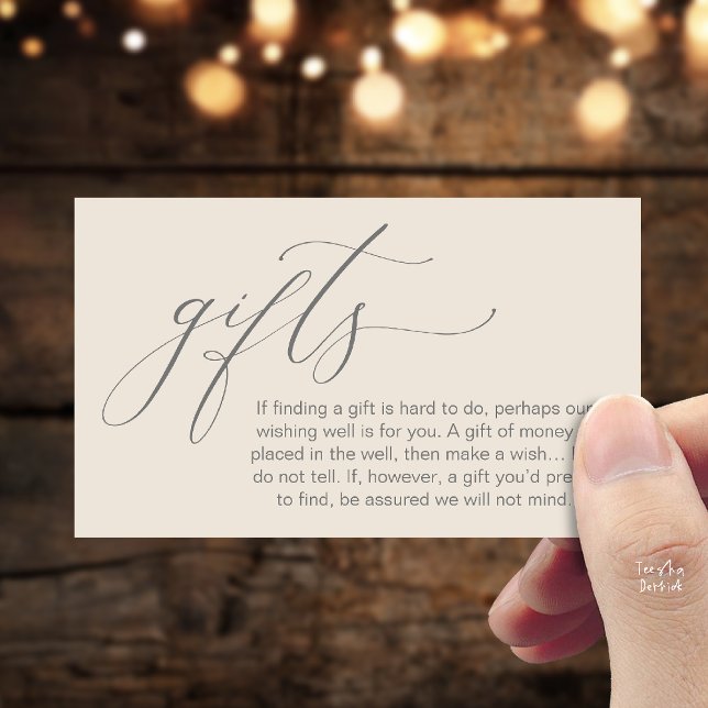 A Note On Gifts, Honeymoon Wish Wishing Well, Fund Begleitkarte (Honeymoon Fund Wishing Well, Wish, A Note On Gifts Enclosure Card in Cream Grey)
