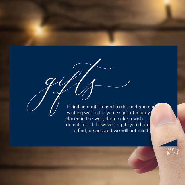 A Note On Gifts, Honeymoon Wish Wishing Well, Fund Begleitkarte (Honeymoon Fund Wishing Well, Wish, A Note On Gifts Enclosure Card in Navy Blue)
