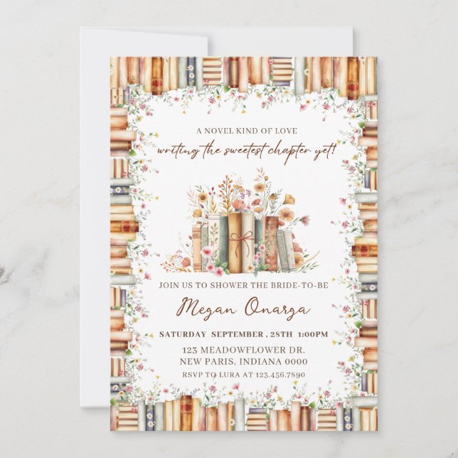 A Novel Kind of Love Book Theme Bridal Shower   Einladung (Vorderseite)