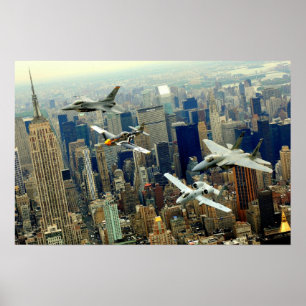 A P-51 Mustang, F-16 Falken, F-15 Adler, Poster