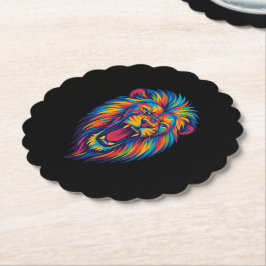 A PAINTED LION UNTERSETZER