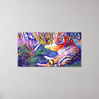a painting of a tiger in the jungle, digital art leinwanddruck