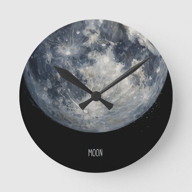 A painting of the moon in a space runde wanduhr (Vorderseite)