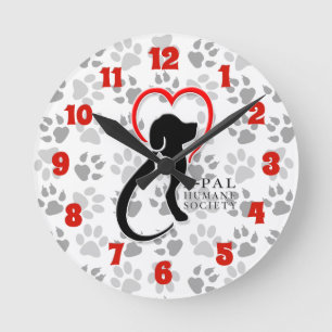 A-PAL - Logo mit Tatzen-Drucken Runde Wanduhr