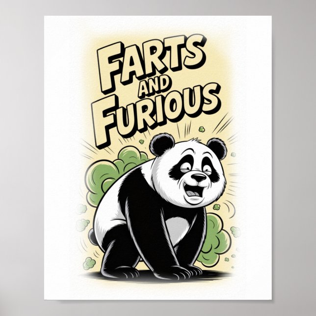 A Panda makes a Fart on a White Poster (Vorne)