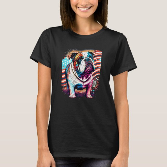 A Patriotic Bulldog and American Flag Premium T-Shirt (Vorderseite)