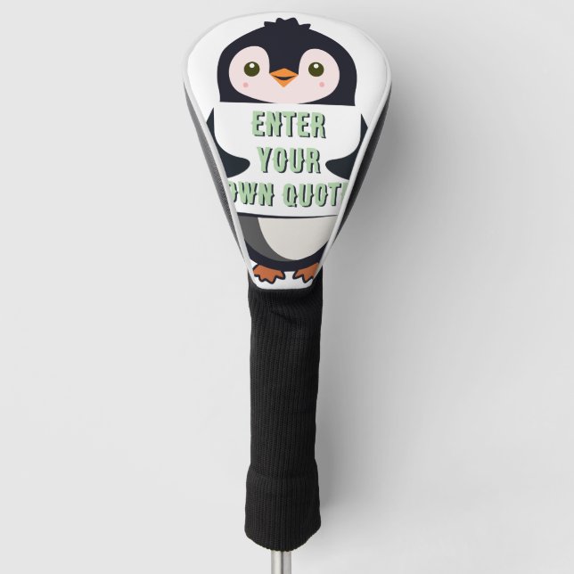 A penguin holding a sign with customizable text th golf headcover (Vorderseite)
