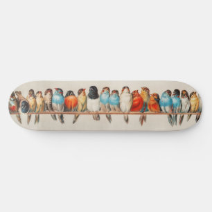 A Perch of Birds vintage illustration Skateboard