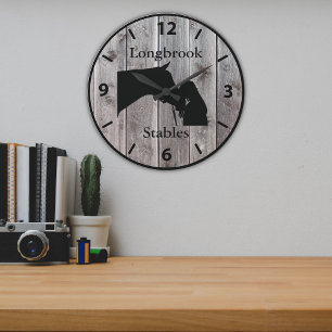 A Pferde Liebe 2 Anpassbares Barnwood Styling Große Wanduhr