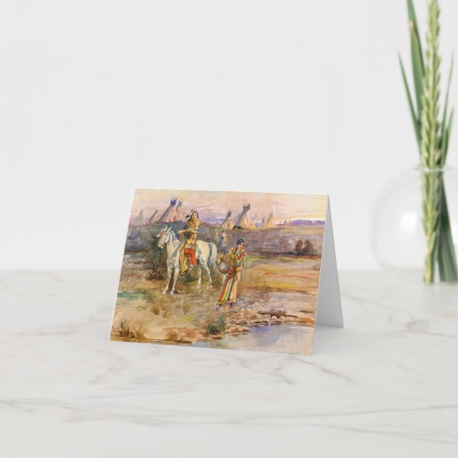 A Piegan Flirtation von Charles Marion Russell Dankeskarte (Vorderseite)