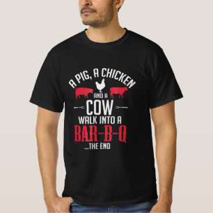 a pig a chicken and a cow funbq joke T-Shirt