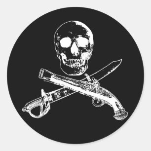 A Pirates Life skullsticker_3 Runder Aufkleber