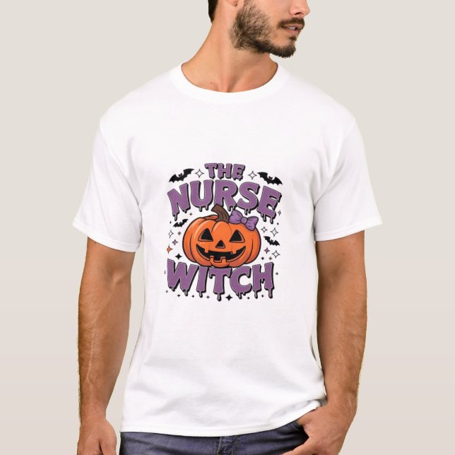 A playful design featuring a pumpkin witch with a  T-Shirt (Vorderseite)