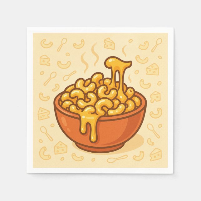 A playful, illustration of Mac and Cheese Serviette (Vorderseite)