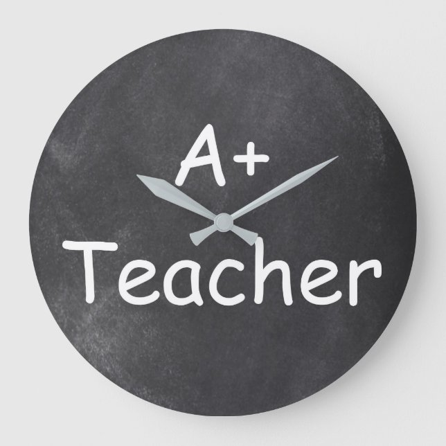 A Plus Teacher Chalkboard Design Geschenk Idee Große Wanduhr (Vorderseite)