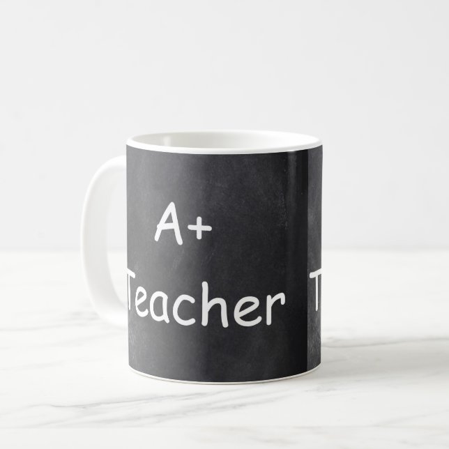 A Plus Teacher Chalkboard Design Geschenk Idee Kaffeetasse (Vorderseite Links)
